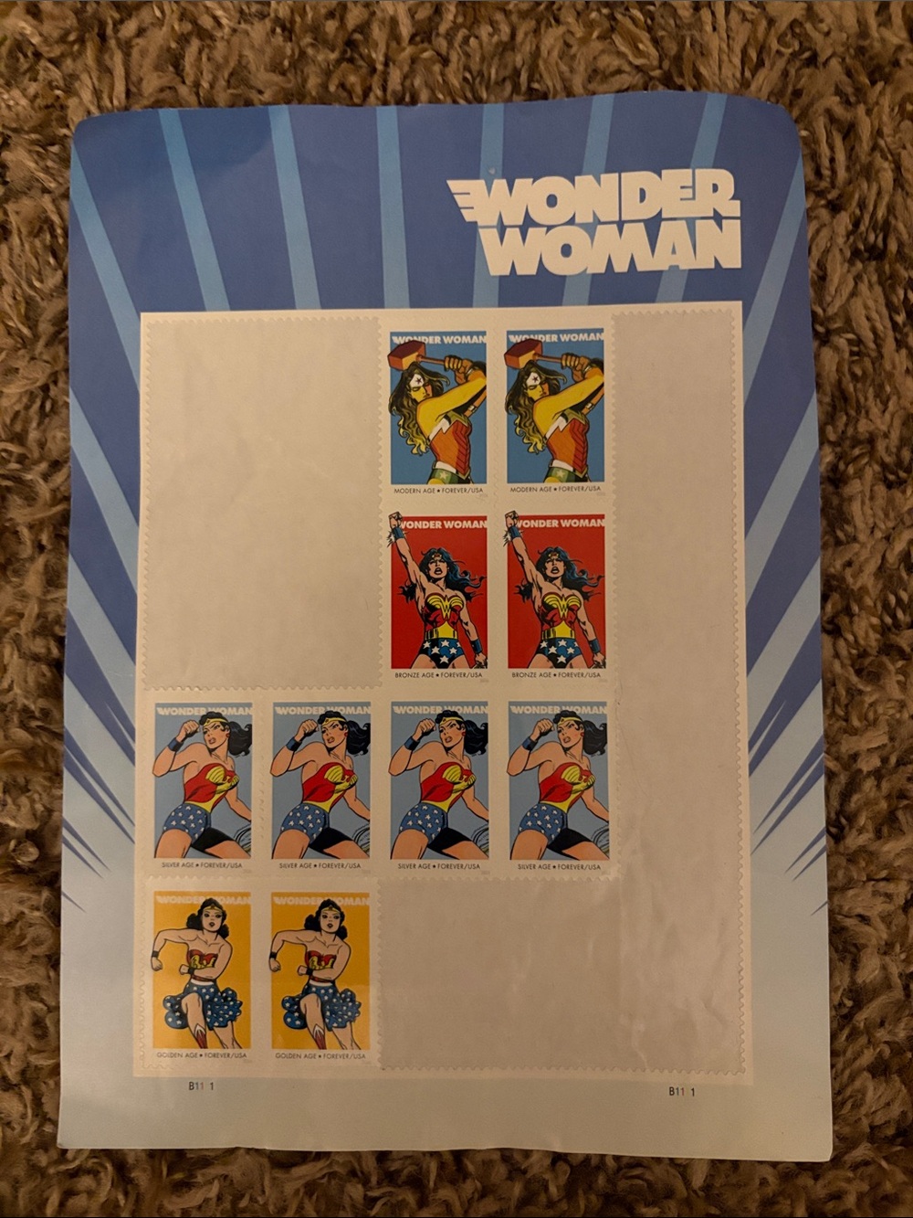 USPS Forever Stamps Wonder Woman 10 count 2016